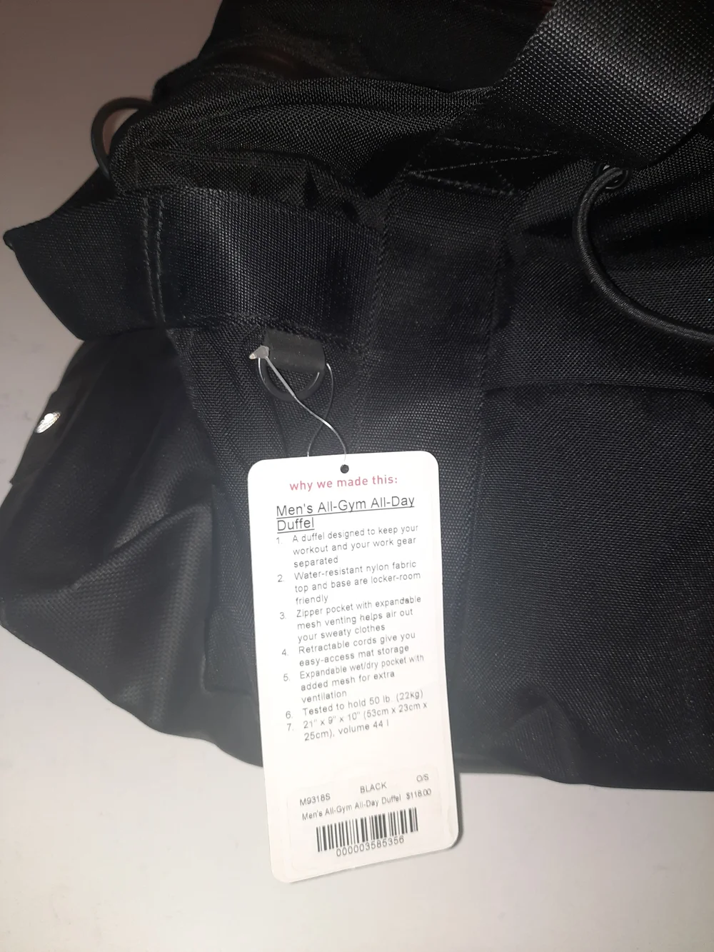 NWT lululemon athletica Black Men's Duffel Workout Bag